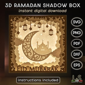 Ramadan Shadow Box Svg Cricut, 3D Lightbox Svg, Islamic Shadowbox Template, Light Box Laser Cut Files, Arabic Decor Svg, Layered Paper Art