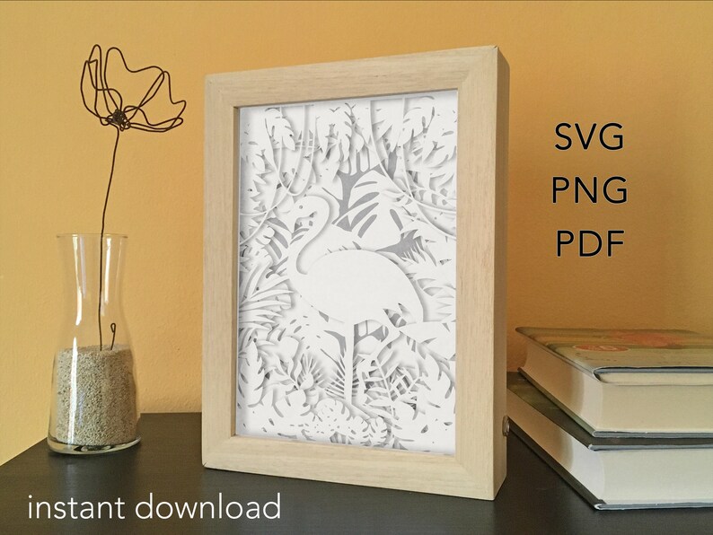 Download Flamingo Shadow Box SVG Paper Cut Light Box Template ...