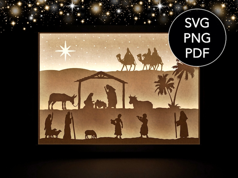 3D Nativity shadow box svg layered Christmas svg 3D | Etsy