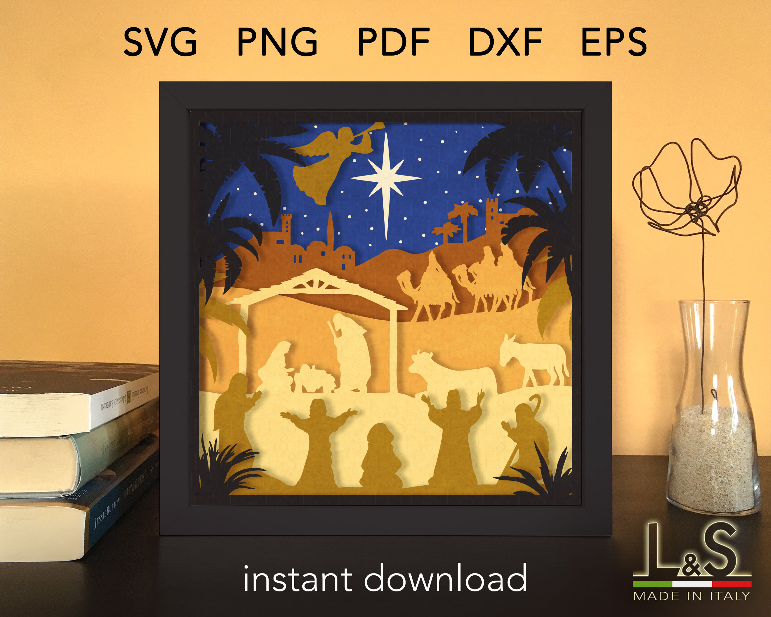 Nativity Scene Shadow Box SVG - Free SVG Cut Files