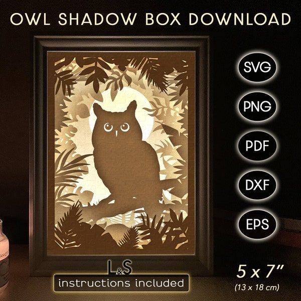 Layered Owl Shadow Box svg Files for Cricut, 3D Light Box svg, Lighted Shadow Box Template, Light Box Template, Shadowbox svg, Lightbox Art