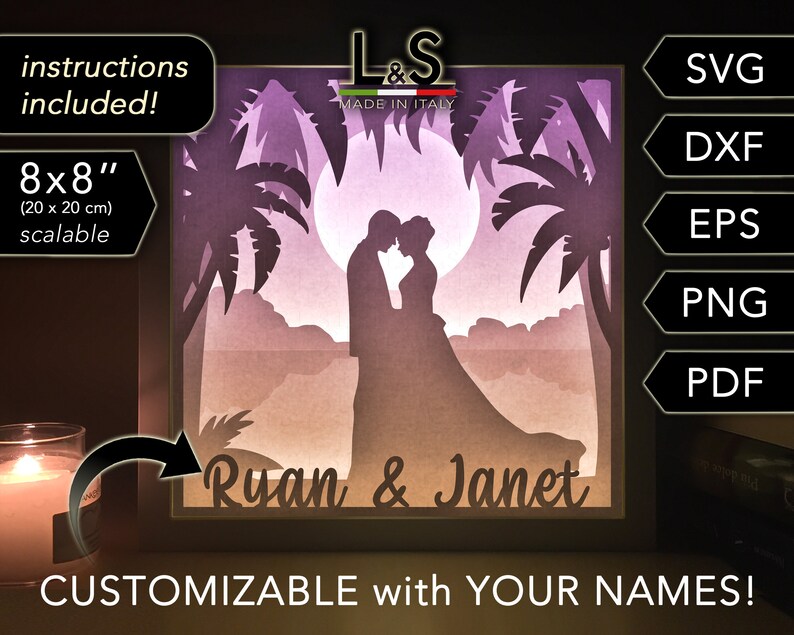 Customizable Wedding Shadow Box Svg Cricut Couple Shadowbox Etsy