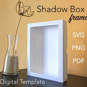 Rectangle 3D Shadow Box Frame Template - SVG Silhouette Light Box Cut ...