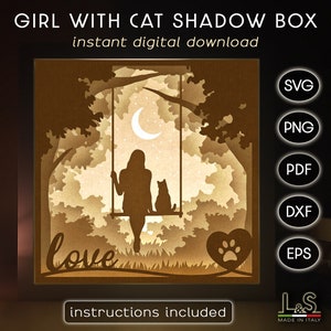 Chat Light Box Svg, chat Shadow Box Svg Cricut, Lighted Shadowbox Svg, Papercut Lightbox Pattern, 3D Layered Paper Art, Paper Cut Template