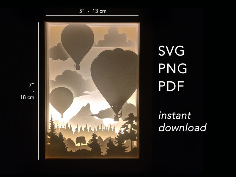 Download Paper cut light box svg Cricut shadow box svg hot air | Etsy