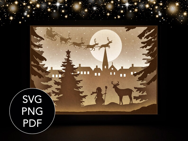 Download 3D Christmas shadow box svg Paper light box template 3D | Etsy