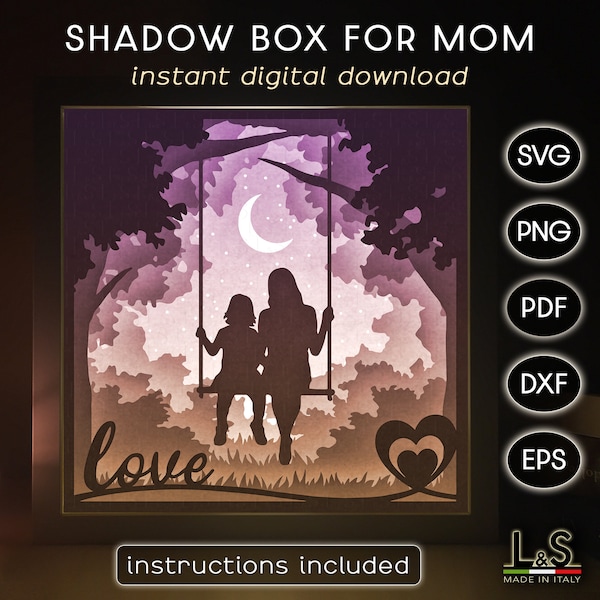 Mother's Day Shadow Box Svg Cricut, Mom Shadowbox Svg, 3D Lightbox Svg, Papercut Light Box Template, 3D Layered Paper Art, 3D Laser Cut File