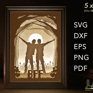 Best Friends Shadow Box SVG File for Cricut, BFF Paper Cut Light Box ...