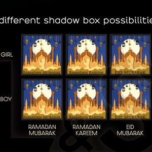 3D shadow box bundle for Ramadan with 6 different Islamic designs. This Islamic shadowbox svg template includes SVG, PNG, PDF, DXF and EPS files for cutting machines and laser cut. Size 8x8 inches.