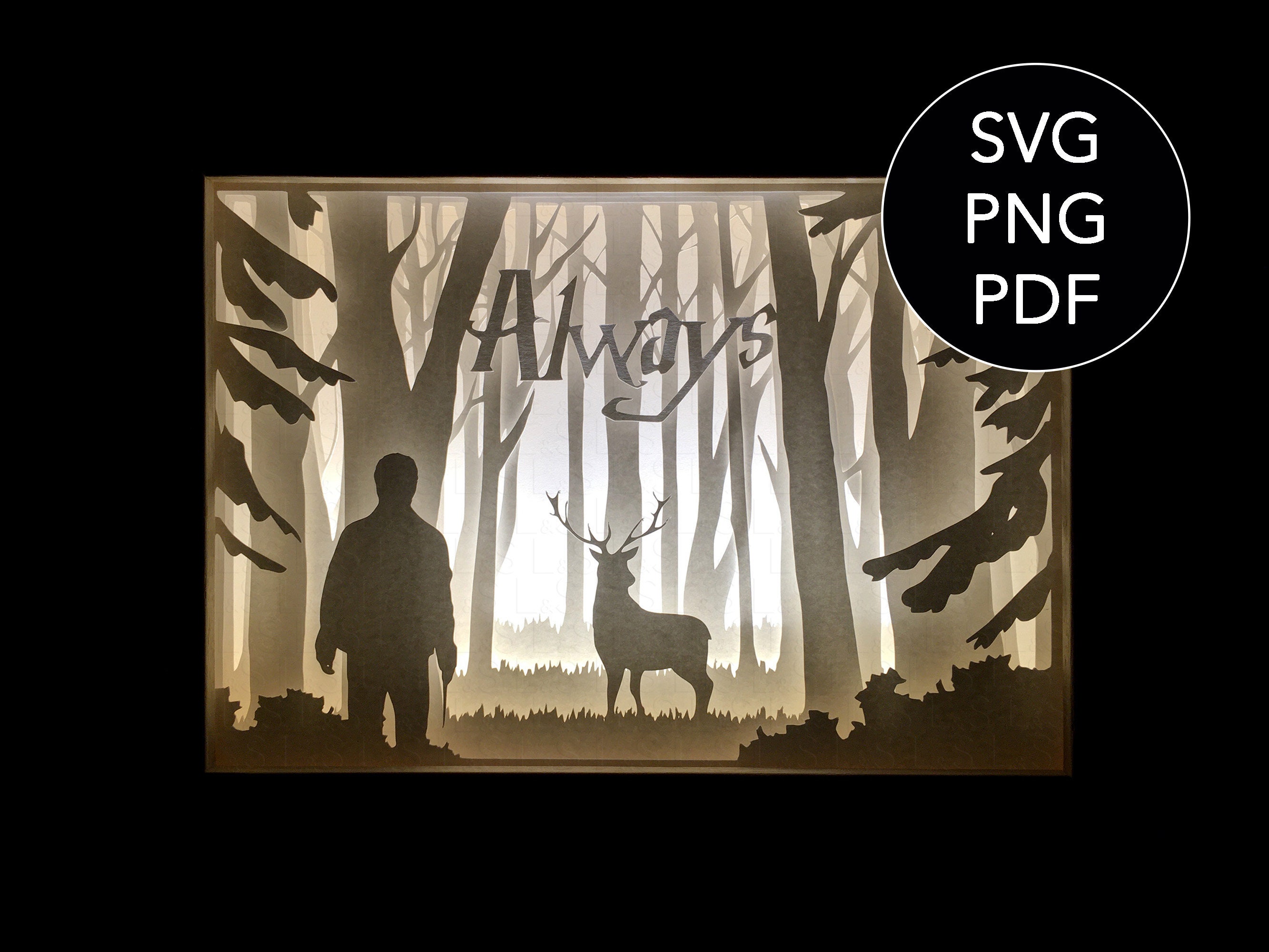 Harry Potter Patronus Light Box Template SVG Night Light 3D | Etsy