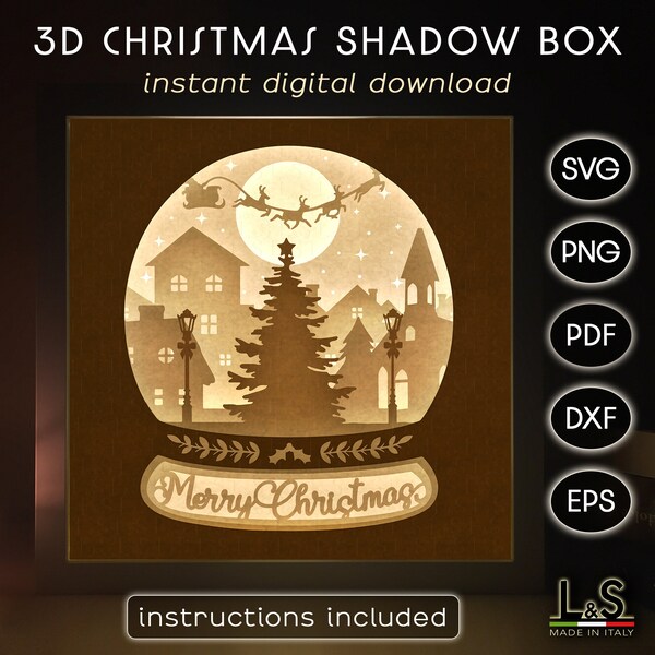 3D Layered Christmas Shadow Box Svg File for Cricut, Snowglobe Shadowbox, Paper Christmas Lightbox Svg, Christmas Light Box Laser Cut File 3D Layered Christmas Shadow Box Svg File for Cricut, Snowglobe Shadowbox, Paper Christmas Lightbox Svg, Christmas Light Box Laser Cut File