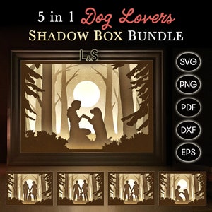 Dog Shadow Box svg Bundle, Layered Light Box svg Files for Cricut, Dog Memorial Shadow Box Template, Pet Memorial Shadowbox, Lightbox Laser