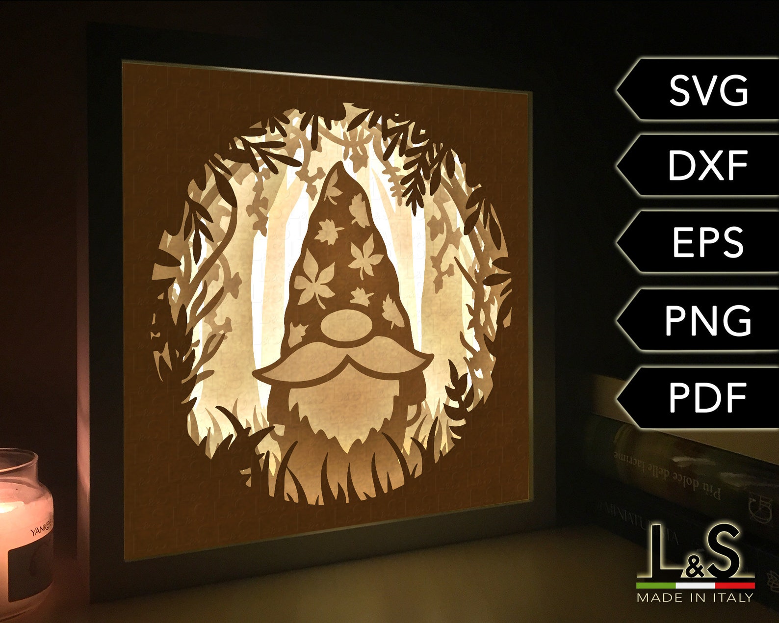 Autumn Gnome Shadow Box Svg Paper Cut Fall Light Box Svg 3D - Etsy