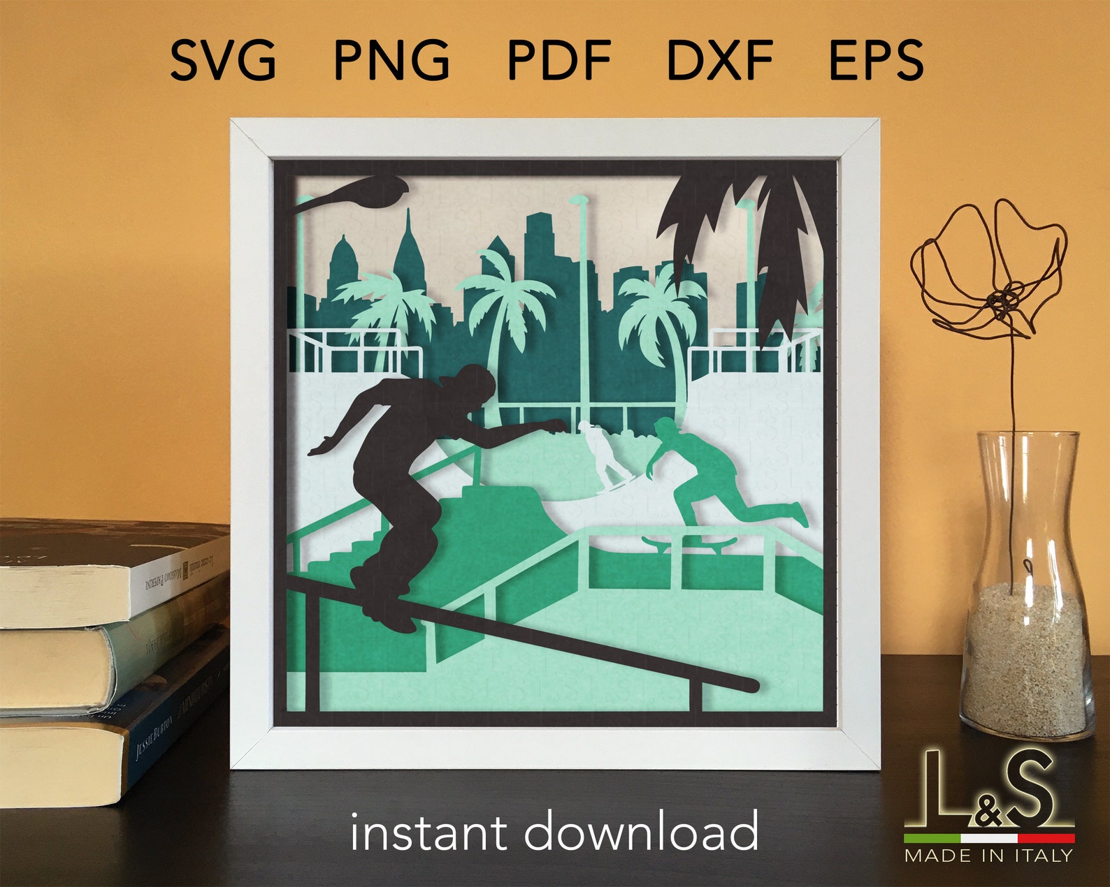 Skateboard Shadow Box Svg Files 3D Light Box Svg Lighted - Etsy