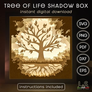 Layered Tree Shadow Box Svg Template, 3D Tree of Life Svg, Family Tree Light Box Svg File, Paper Lightbox Template, Layered Laser Cut Files
