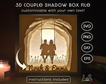 Customizable Couple Shadow Box Template, Anniversary Shadow Box svg, Love Light Box svg, Wedding Shadowbox, Light Box Template, Lightbox svg