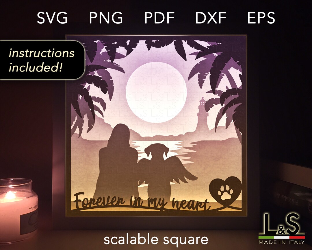 Layered Dog Memorial Shadow Box Svg Cricut Dog Shadowbox Svg Etsy