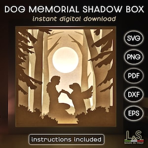 File SVG per scatola luminosa commemorativa a forma di cane, modello per scatola luminosa ritagliata su carta, scatola luminosa illuminata in formato SVG, scatola luminosa ritagliata su carta, scatola luminosa a strati 3D Cricut