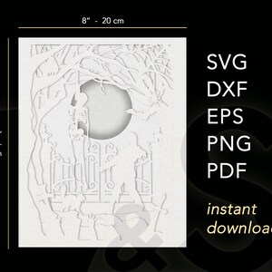 3D Halloween shadow box svg bundle cut files instant download. Size 8x10 inches, rectangular shadow box template.
