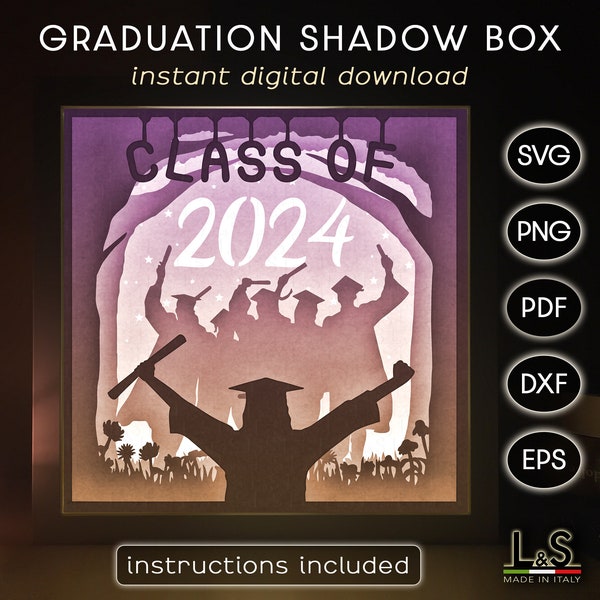 Layered Graduation Shadow Box Template, 3D Light Box svg, Shadow Box svg Files, Lightbox Template, Cricut Shadowbox svg, Light Box Template