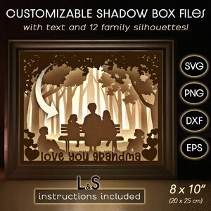 Liebe dich Oma Schattenbox Vorlage, Großmutter Schattenbox svg Cricut, Oma Shadowbox, Papier Lichtbox svg, Layered Light Box Vorlage
