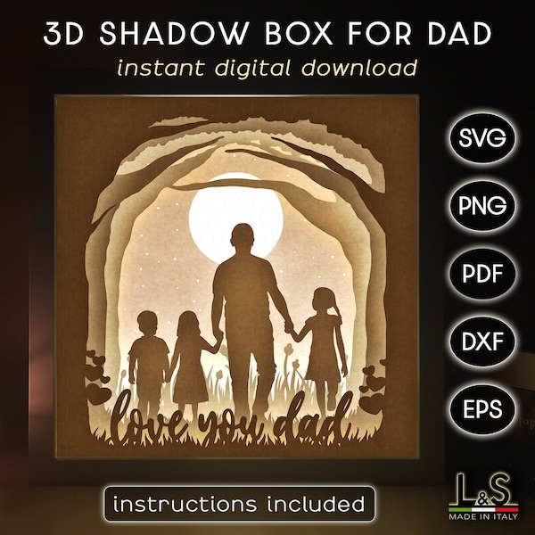Fathers day Shadowbox, 3D Dad Shadow Box svg, Cricut Light Box svg, 3D Layered Shadow Box Template, Fathers Day Lightbox, Light Box Template