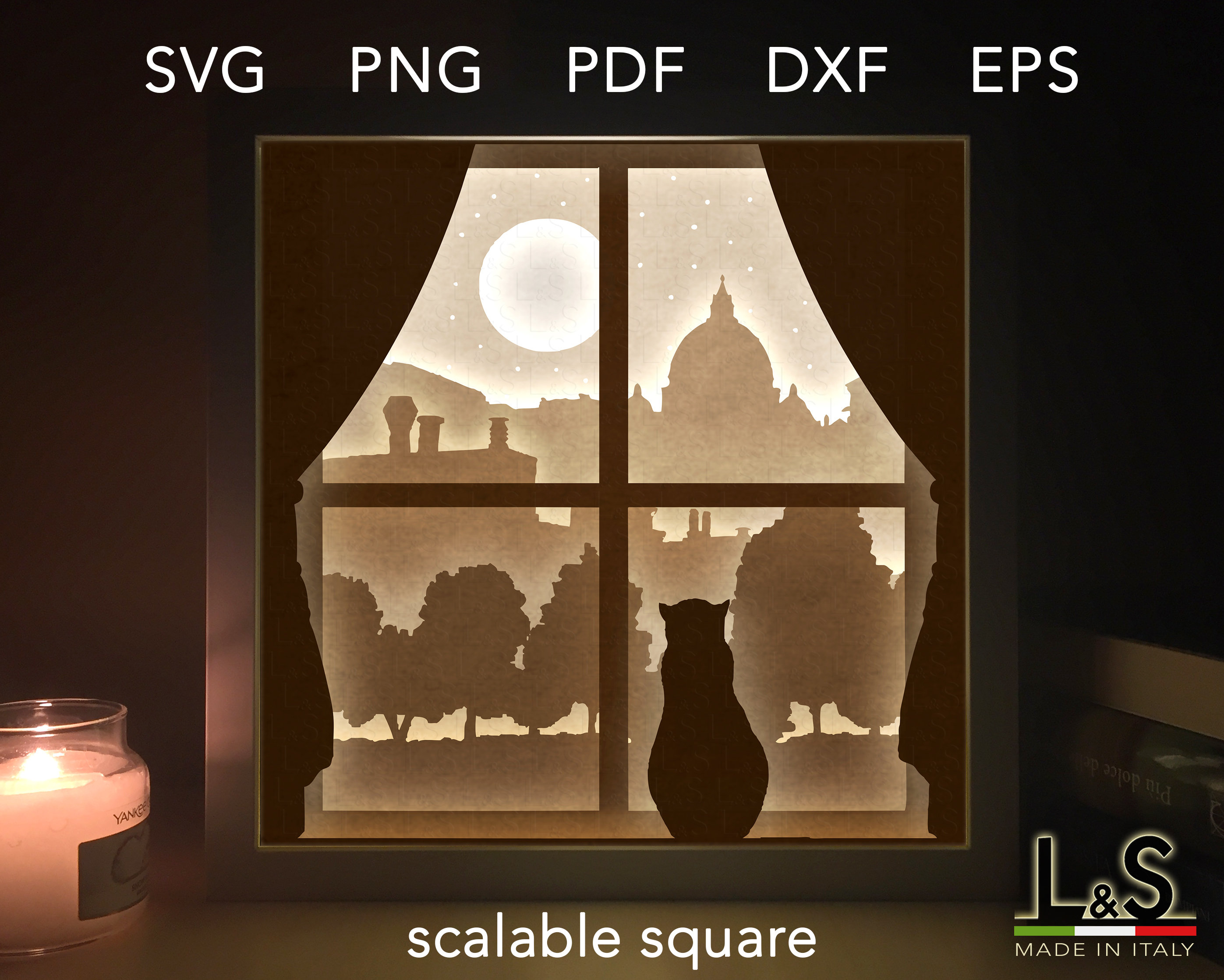 Cat shadow box svg file for Cricut 3D light box svg lighted | Etsy