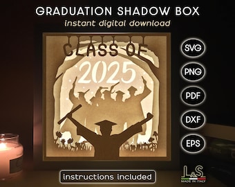 Graduation Shadow Box Template, 3D Light Box svg, Lighted Shadow Box svg, Light Box Template, Graduation Shadowbox svg, Lightbox Template