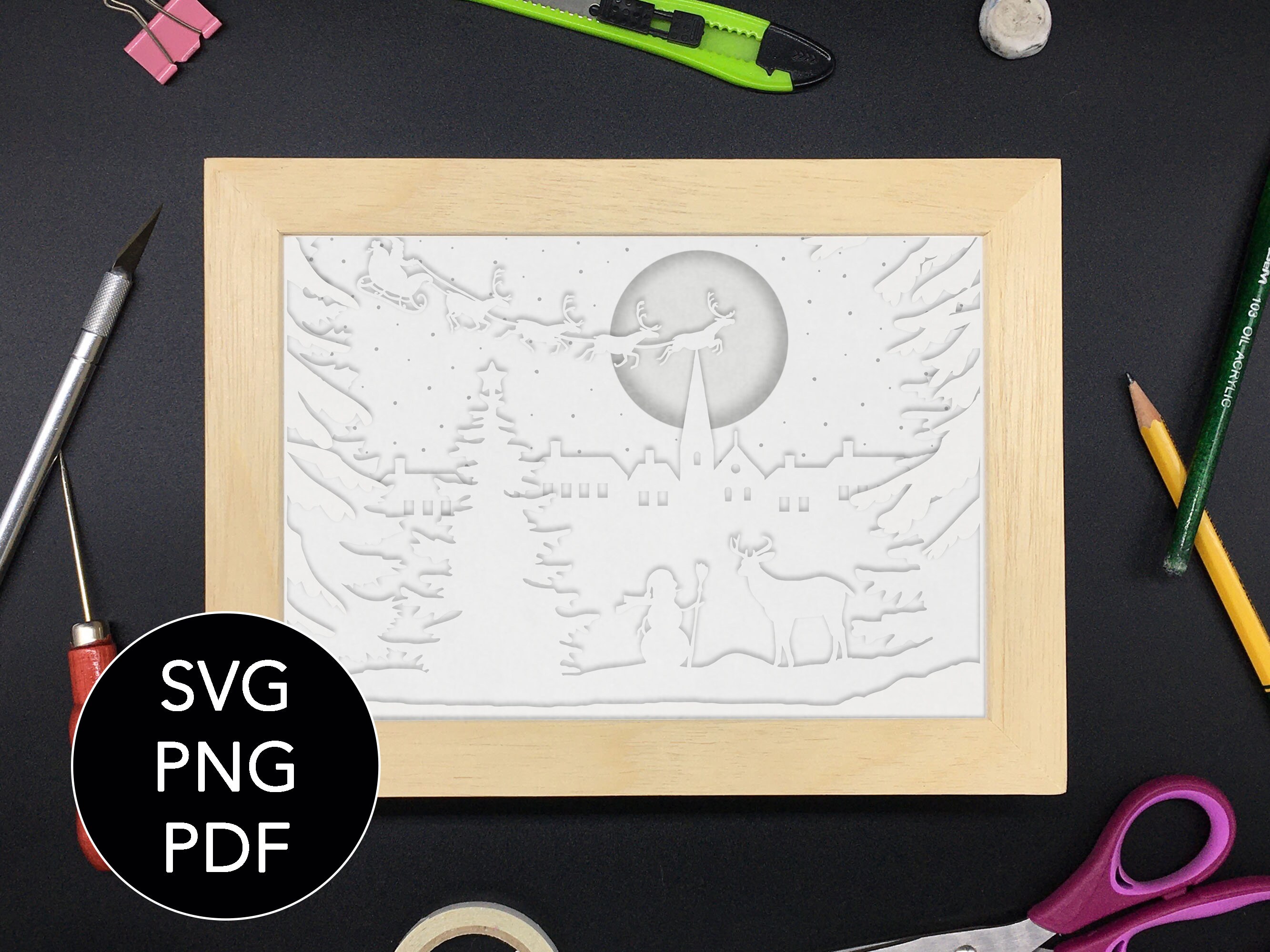 Christmas 3D Shadow Box SVG Layered SVG file for Cricut | Etsy