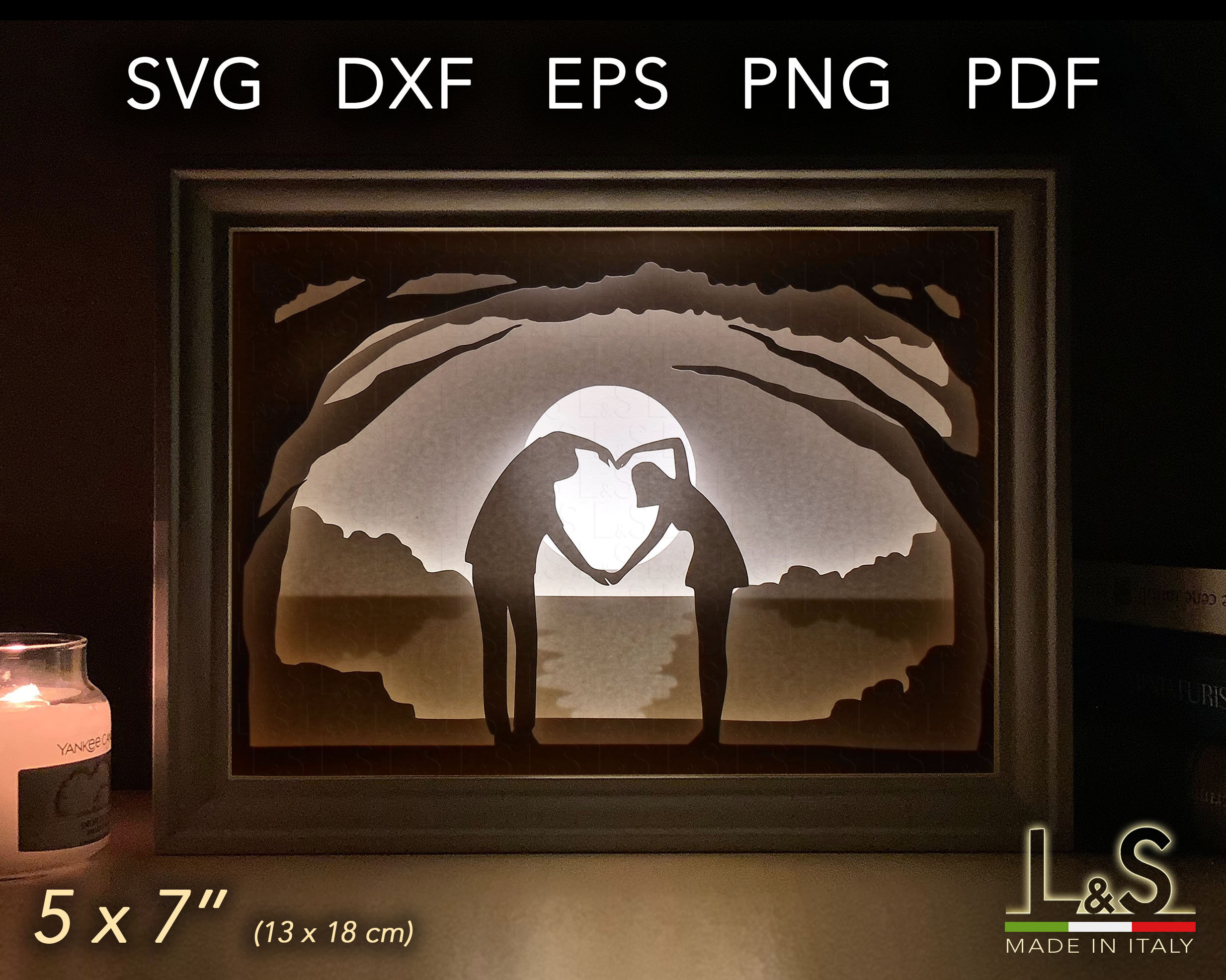 Download Couple Shadow Box Svg Beach 3d Layered Paper Art Love Light Etsy
