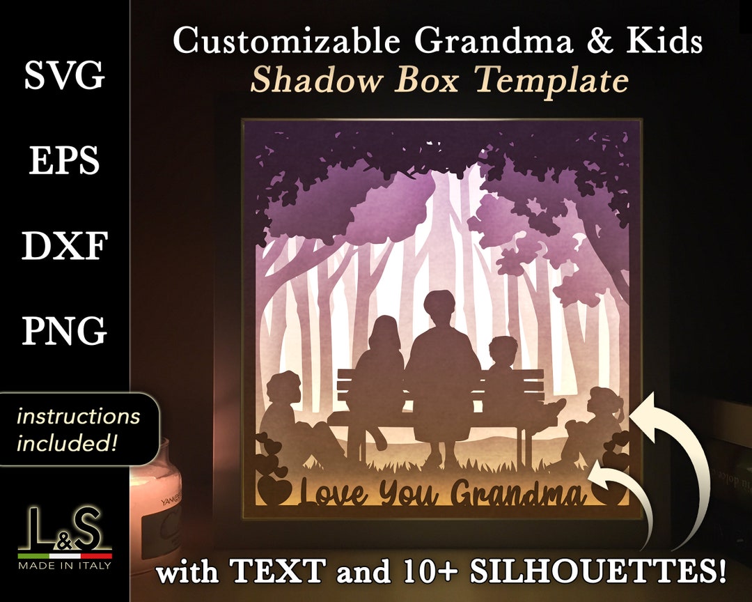 Customizable Grandma Shadow Box Svg Cricut Layered Mothers Etsy