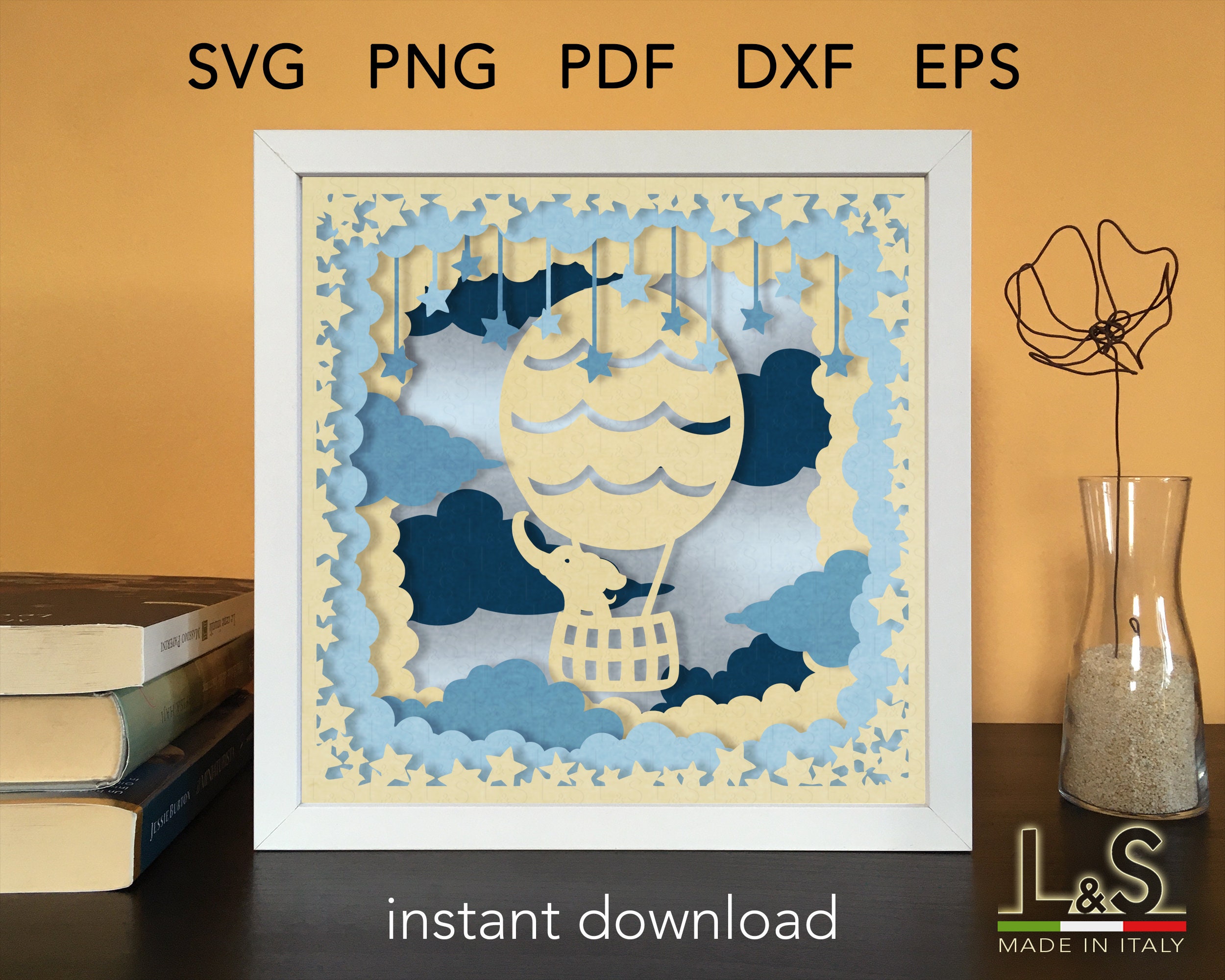 Baby Shadow Box Svg Elephant Shadow Box Template 3D Layered Etsy