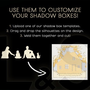 these family silhouettes can be used to customize your shadow boxes