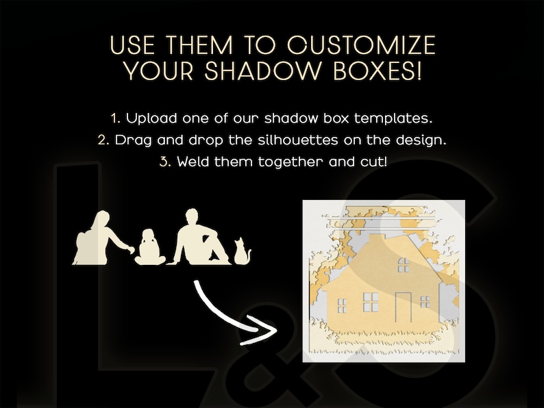 these family silhouettes can be used to customize your shadow boxes