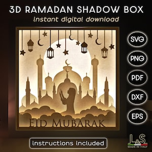 Fichiers svg Ramadan Shadow Box pour Cricut, modèle islamique Shadowbox, Ramadan Lightbox svg, Eid Shadowbox svg, modèle islamique Lightbox