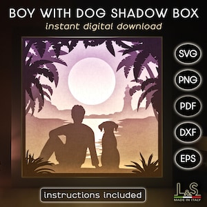 Hund Schattenbox SVG Cricut, Papierschnitt Lightbox SVG, 3D Schattenbox Designs, Papierschnitt Licht Box Vorlage, Papierschnitt Laserdateien, Hund Papa Geschenkidee