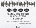 Sitting Family Clipart Bundle, Customizable Family Portrait with Pets, Couple Silhouette Svg, Family on Swing, Friends Silhouette Svg