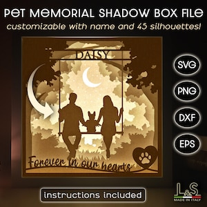 Personalisierte HundMemorial Shadow Box svg, Haustier-Gedenk-Schattenbox, Cat-Memorial-Svg, 3D Lightbox svg, Light Box-Vorlage, geschichtetes Papierkunst
