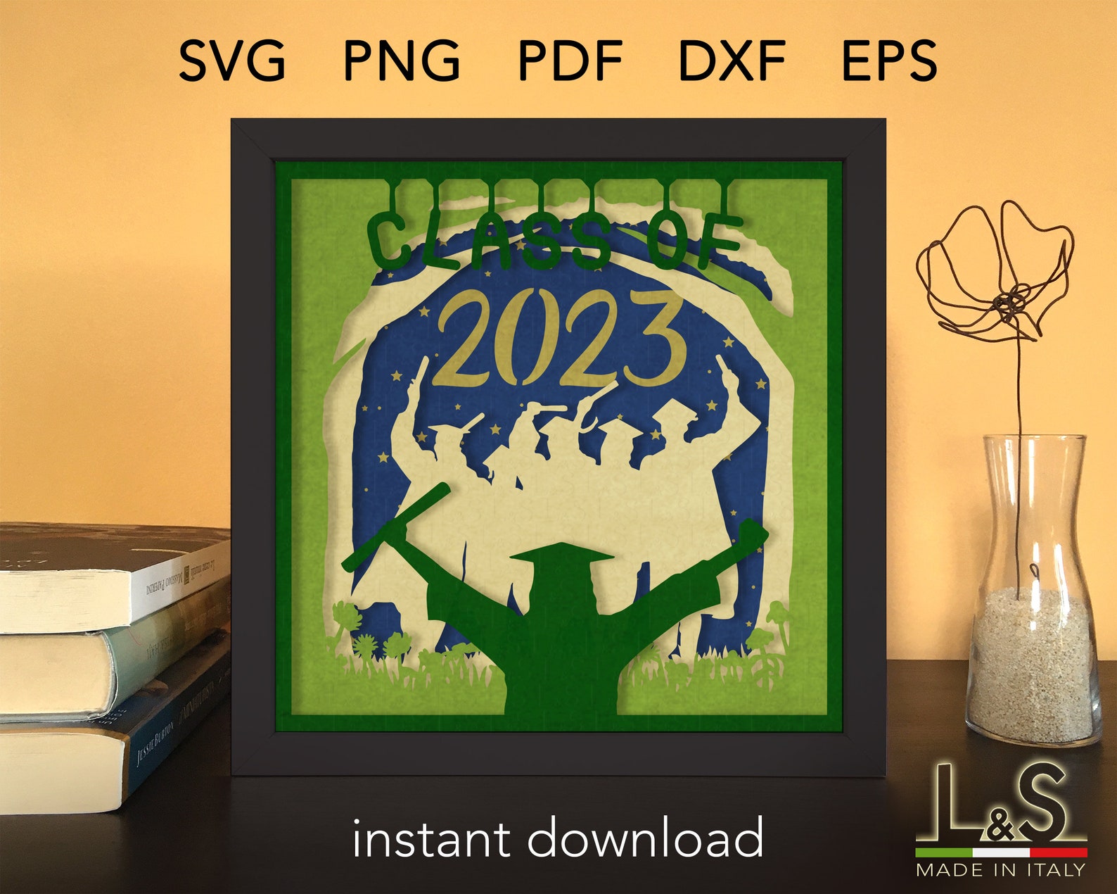 Layered Graduation Shadow Box Template 3D Light Box Svg Etsy Canada