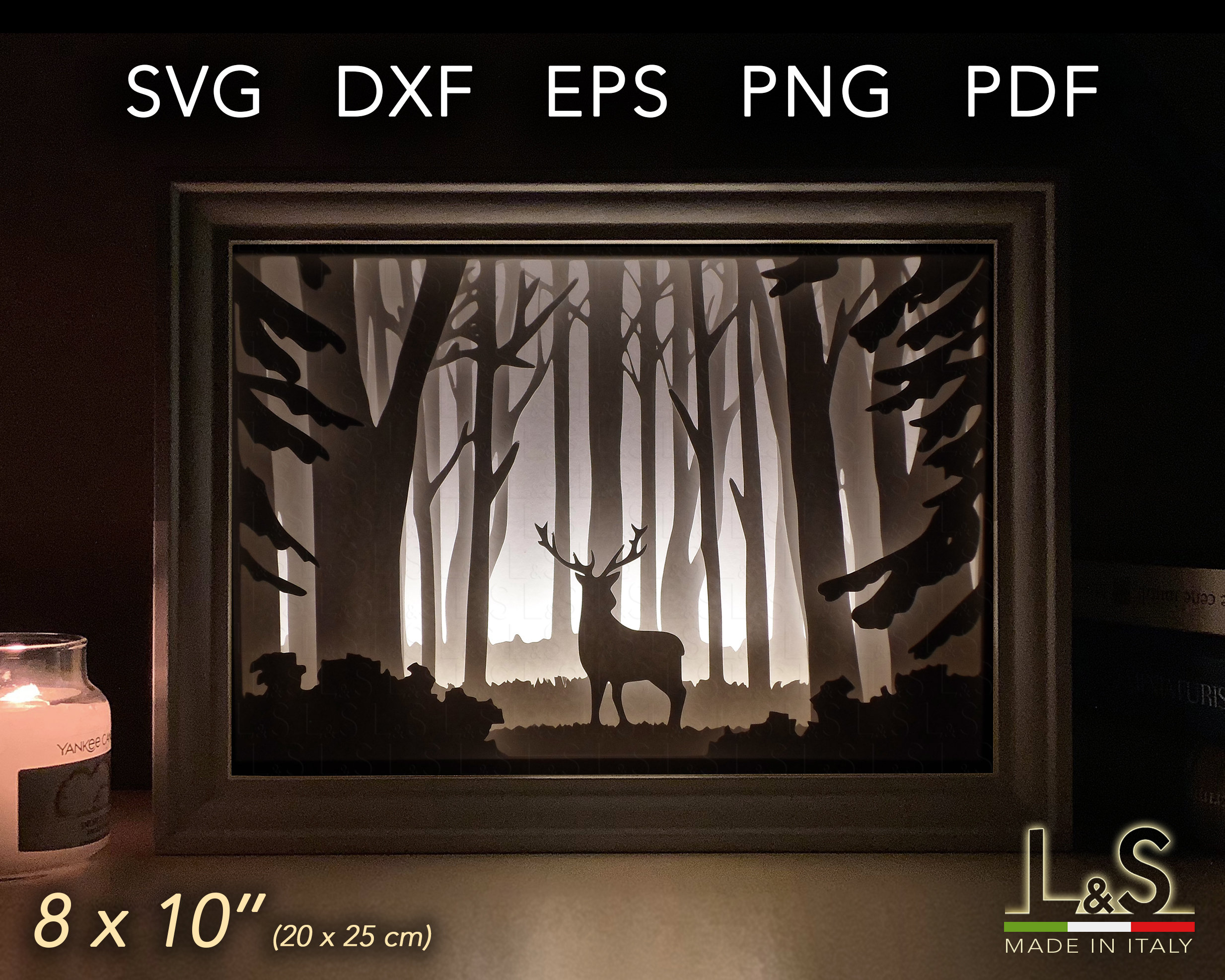 Layered Shadow Box With Deer Svg