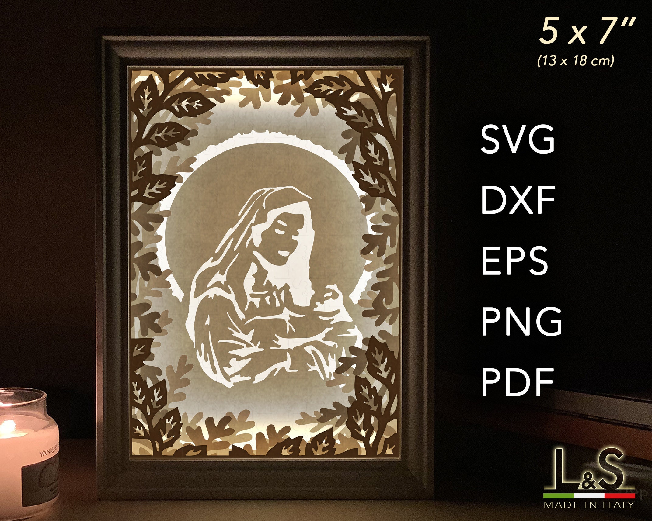 Download Virgin Mary Shadow Box svg Christmas Light Box Template | Etsy