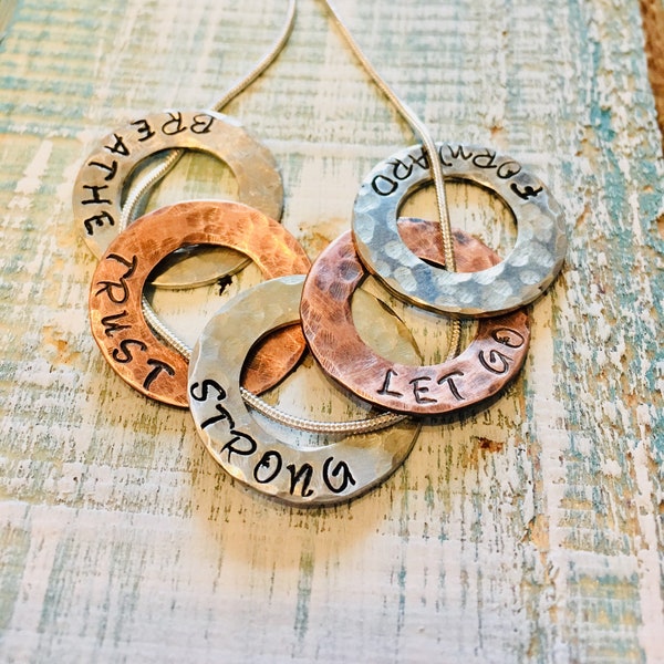 Name/Word Washer Mom or Grandma Necklace with mixed metals