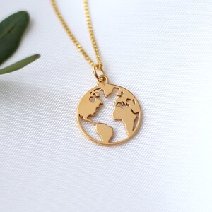 World Map Necklace, Travel Necklace, 24k Gold Globe, Map Pendant, Travel Gift Idea, World Globe Gift, Adventure Gift, Christmas Gift For Her image 9