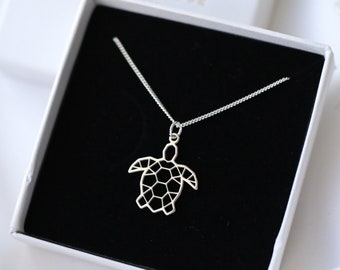 Turtle Necklace, Origami Turtle Jewelry, Geometric Turtle Gift, Sea Turtle Gift, Turtle Lover, Gift For Women, Sea Turtle Gifts For Her