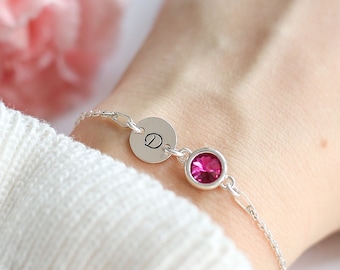 Initial & Birthstone Bracelet, Birthday Gift, Gift For Her, Sister Birthday, Mum Birthday, Birthday Jewellery, Personalised Jewelry Gifts