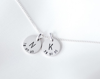 New Mum Gift, Initial & Date Necklace Gift, Personalised Disc, New Mama Gift Idea, Baby Shower Gift, Gift For Pregnancy