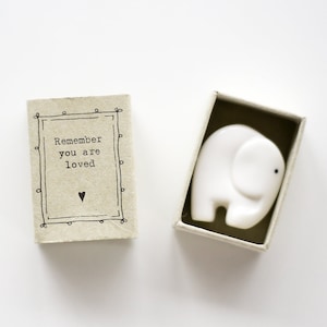 14th Wedding Anniversary Gift, Elephant Gift, Ivory Year Anniversary Gift, Porcelain Elephant Matchbox Gift, Gift For Husband, Wife, Him zdjęcie 5