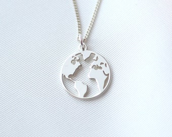 World Map Necklace, Travel Necklace For Women, World Globe, Birthday Map Gift, Map Jewelry, Travel Gift For Her, Map Birthday Gift Ideas