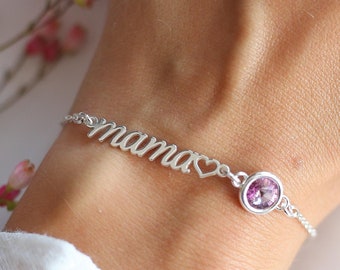 Mama Bracelet, Family Jewelry, Mum Birthday, Mom Bracelet, New Mum Gift, Mama Jewelry Gift, Birthstone Bracelet, Birthstone Gift For Mother
