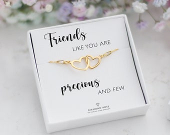 Friendship Bracelet, Best Friend Bracelet, Gift for Friend, Best Friend Gift, BFF Gift, Two Interlocking Hearts Bracelet, Sterling Silver